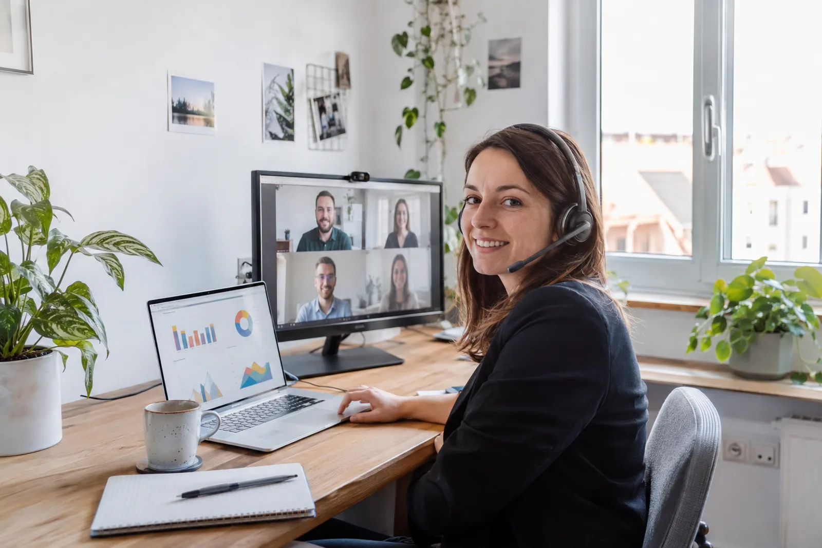 Marketing team reviewing campaign results on a screen